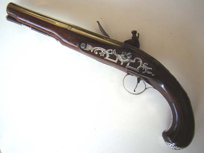 An historically important Revolutionary War period silver mounted brass barreled pistol owned by Capt. S. Baggot of the 17th Regiment Light Dragoons. — image 8